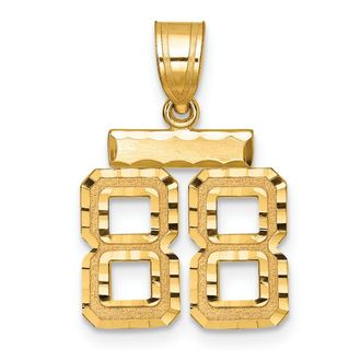 Diamond2Deal 14k Yellow Gold Small Brushed Diamond-cut Number Charm Pendant
