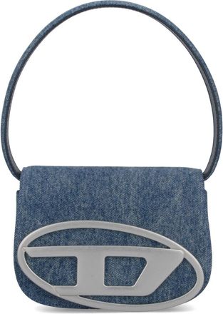 Diesel Shoulder Bag In Blue Denim With Leather Trims And Oval D Plaque
