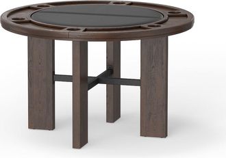 Comfort Pointe Georgio Dining and Game Table in Walnut Finish with Black Faux Leather Insert