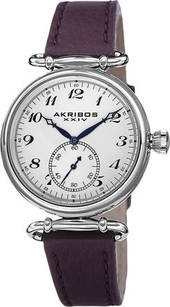 Akribos XXIV White Dial Purple Leather Ladies Watch AK704PU