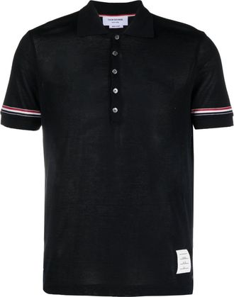 Thom Browne RWB-stripe polo shirt - men - Cotton/Cotton/Elastane - 3 - Blue