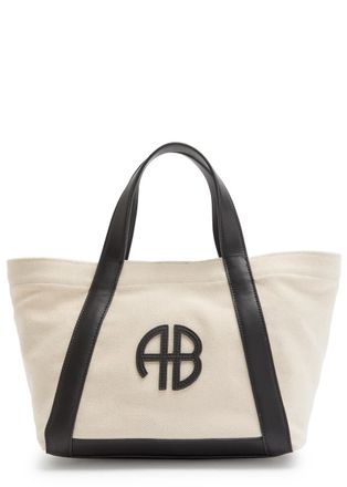 Anine Bing Cara Small Canvas and Leather Tote - Tan - One Size