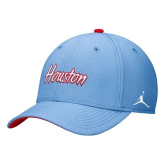 Nike Mens Houston Blue Out Rise Swoosh Jordan Brand Dri-FIT College Hat in Blue | C11405C982UNHO-LBL