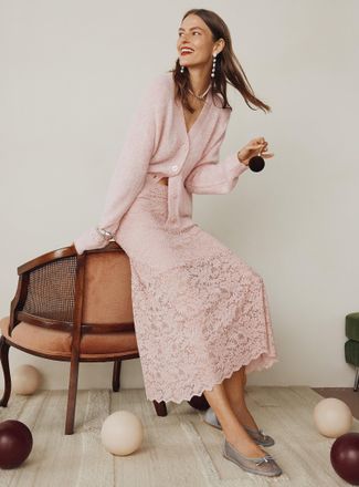 Contemporaine Womens Romantic lace midi skirt