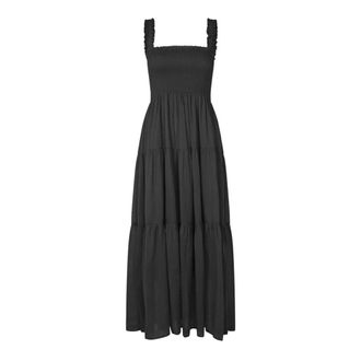 Lollys Laundry LatourLL Maxi Jurk - Dames - Jurken - Zwart - Maat: L Katoen
