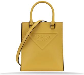 Prada Handtassen - Dames - Shoppers - Geel - ONE Size - Leer - Tassen