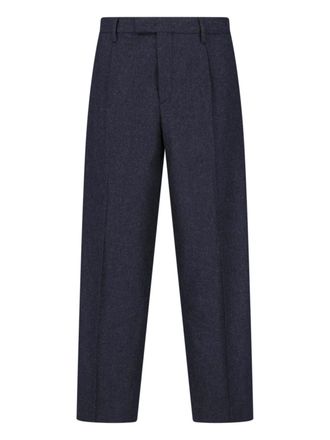 BRIGLIA 1949 Dark Grey Marguttas High-Waisted Virgin Wool Straight-Leg Pants