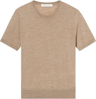 Brooks Brothers Truien & Vesten, Dames, Beige, XS, Wol, Relaxed Diamond Merino Short Sleeve Sweater
