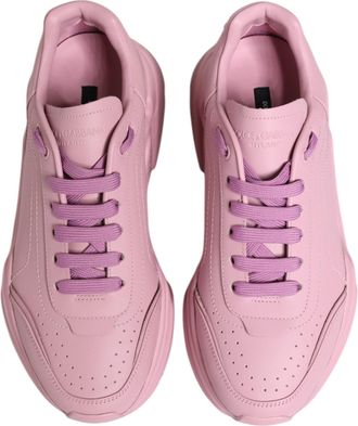 Dolce & Gabbana Mens Pink Leather Daymaster Low Top Sneakers Shoes Calfskin