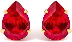 House of Brilliance 18K Yellow Gold 5X7 MM Created Pear Ruby Solitaire Stud Earrings at Nordstrom