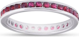 Pompeii3 1 1/10ct Ruby Channel Set Eternity Wedding Ring 14K White Gold
