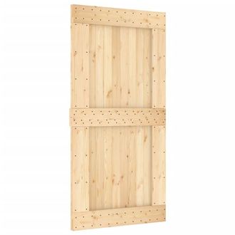 Berkfield Home Sliding Door with Hardware Set 100x210 cm Solid Wood Pine in Light Brown