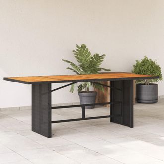 vidaXL Vidaxl - Mesa De Jard&iacute;n Superficie De Madera Rat&aacute;n Pe Negro 190x80x74 Cm