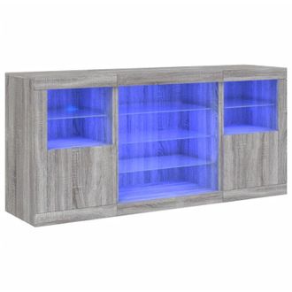 vidaXL Vidaxl - Aparador Con Luces Led Gris Sonoma 142,5x37x67 Cm