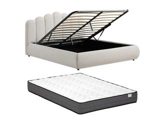 VENTE-UNIQUE.COM Cama con canap&eacute; abatible tela beige