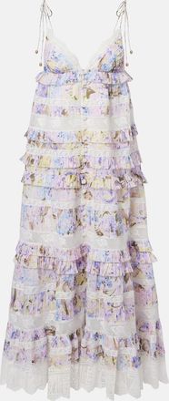 Zimmermann Solstice Tiered floral cotton midi dress