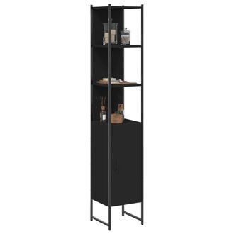 vidaXL Armario De Ba&ntilde;o Madera De Ingenier&iacute;a Negro 33x33x185,5 Cm Vidaxl