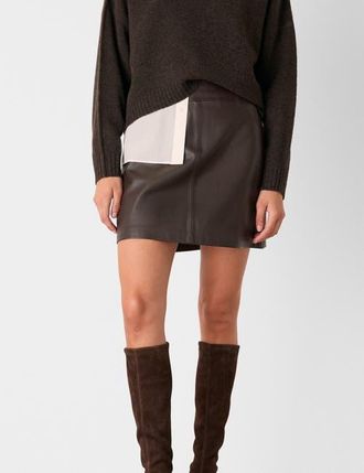 Whistles Leather A-Line Skirt in Brown at Nordstrom, Size 12