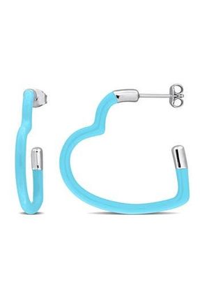 Delmar Enamel Heart Hoop Earrings in Light Blue at Nordstrom Rack