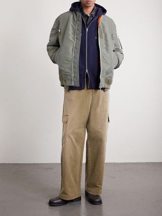 sacai MA-1 Nylon-Trimmed Cotton-Blend Jersey Zip-Up Hoodie