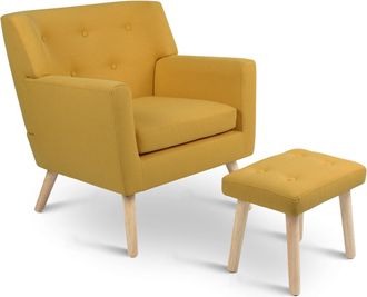 IDMarket Idmarket - Sill&oacute;n Escandinavo Liv Con Reposapi&eacute;s De Tela Amarilla