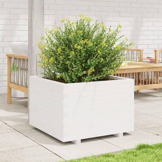 Berkfield Home Beautiful Garden Planter White 70x70x49.5 cm Solid Wood Pine