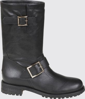 Jimmy Choo London Stivali biker in pelle di vitello con fibbie e suola carrarmato