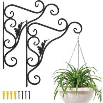OEM Soporte De Pared Para Plantas De Balc&oacute;n, Juego De 2, Con Forma De Hoja Retro Europea, Gancho De Hierro Forjado Para Colgar, Para Faroles Y Cestas Con 
