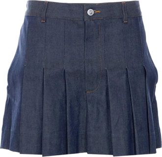 A.P.C. Mini Geplooide Rok - Dames - Spijkerrokken - Blauw - M - Katoen - Rokken