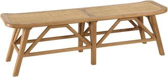 Macabane Banco de 2 plazas de madera de mindi y rat&aacute;n natural