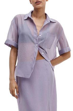 Rag & Bone Connie Organza Button-Up Shirt in Lilac at Nordstrom, Size Xx-Small