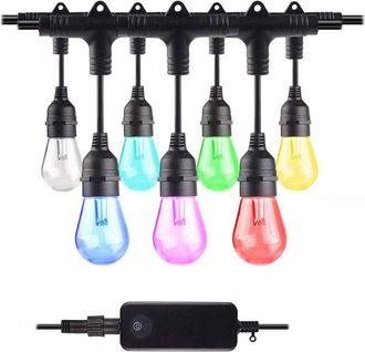 Bulbrite Solana 36Ft Smart String Light Kit With Shatter-Resistant Rgb Color- Changing Led Light Bulbs