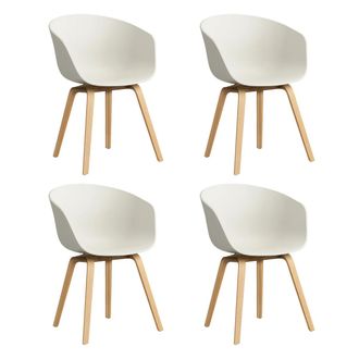 HAY About A Chair AAC 22, Eiche lackiert / melange cream 2.0 (Kunststoffgleiter) (4er Set)