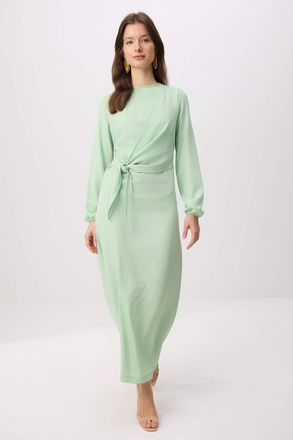 Trendyol Modest Dames Groen Effen Maxi Lang Casual Double-breasted Modest Jurken