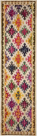 Safavieh Alfombra boho chic de polipropileno blanco/multicolor, 66 x 244 cm
