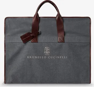 Brunello Cucinelli Borsa porta abiti in tessuto tecnico e pelle - BRUNELLO CUCINELLI - gender_Man