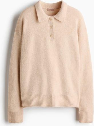H&M Cable-knit Polo Jumper in Beige at Nordstrom, Size Xx-Small