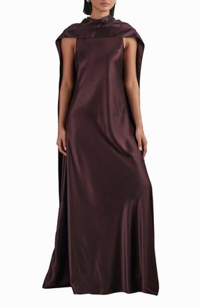 Reiss Fae Scarf Sleeveless Satin Maxi Dress in Burgundy at Nordstrom, Size 0 Us