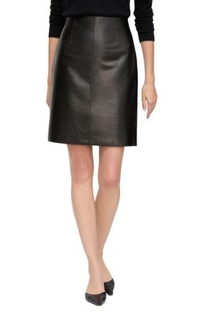 Lafayette 148 New York High Waist Napa Leather Miniskirt in Black at Nordstrom, Size 10