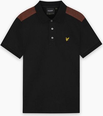 Lyle & Scott Mens Lyle & Scott Check Panelled Polo Shirt JET BLACK - Size: 38