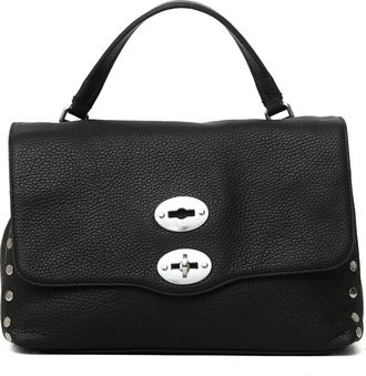 Zanellato Black Small Postina Daily Giorno Pebbled Leather Shoulder Bag