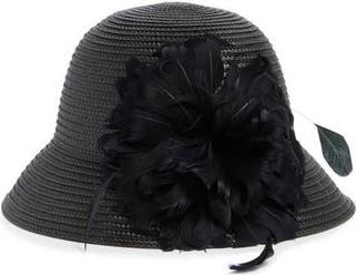Collection XIIX Braid Feather Bow Cloche in Black at Nordstrom Rack