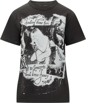 Dolce & Gabbana Graphic-print Distressed T-Shirt - Dames - T-shirts - Zwart - S - Katoen - Tops