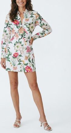 Rachel Roy Patton Long Sleeve Poplin Mini Dress in Eggshell Blossom at Nordstrom, Size 10