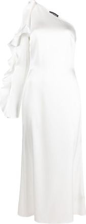 DAVID KOMA one-shoulder ruffled dress - women - Triacetate/Polyester - 10 - White