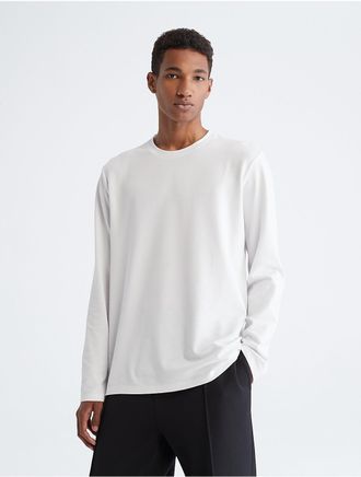 Calvin Klein Mens Long Sleeve Tech Pique T-Shirt - White - 2XL