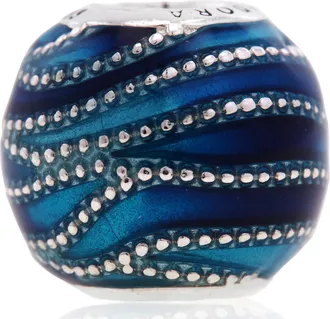 Pandora Blue Wave Charm In Sterling Silver