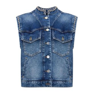 AllSaints Vests, female, Blue, Size: XS Mav Studded Denim Waistcoat
