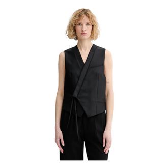 Kenzo Jassen, Dames, Zwart, M, Wol, Kimono Vest in Virgin Wool and Silk