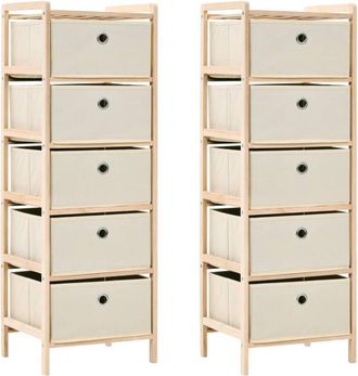 vidaXL Vidaxl - Estantes con 5 cestas de tela 2 unidades madera de cedro beige